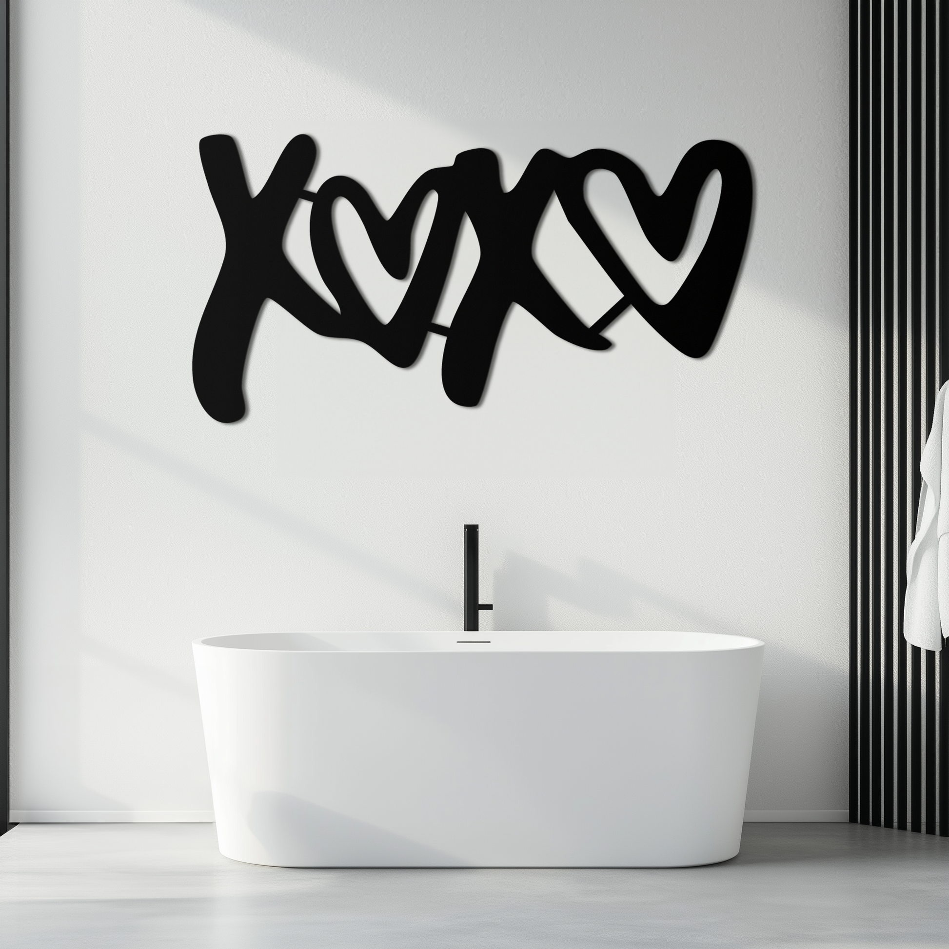 XOXO Love Hearts Metal Wall Art – Modern Romantic Black Home Decor- KAF567 - Tampa Home & Garden Store