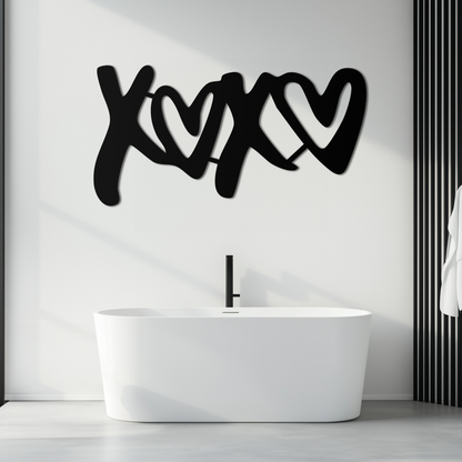 XOXO Love Hearts Metal Wall Art – Modern Romantic Black Home Decor- KAF567 - Tampa Home & Garden Store