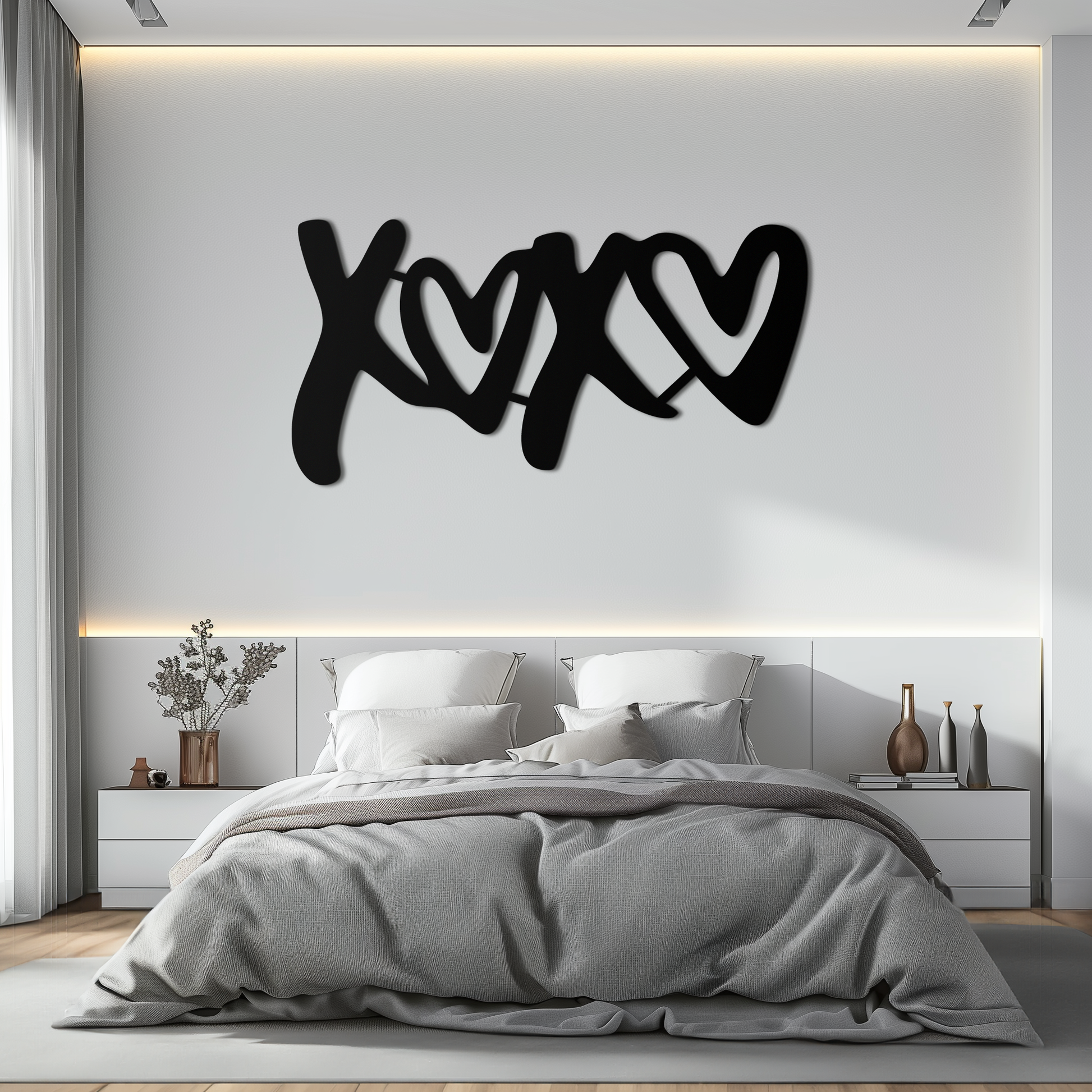 XOXO Love Hearts Metal Wall Art – Modern Romantic Black Home Decor- KAF567 - Tampa Home & Garden Store