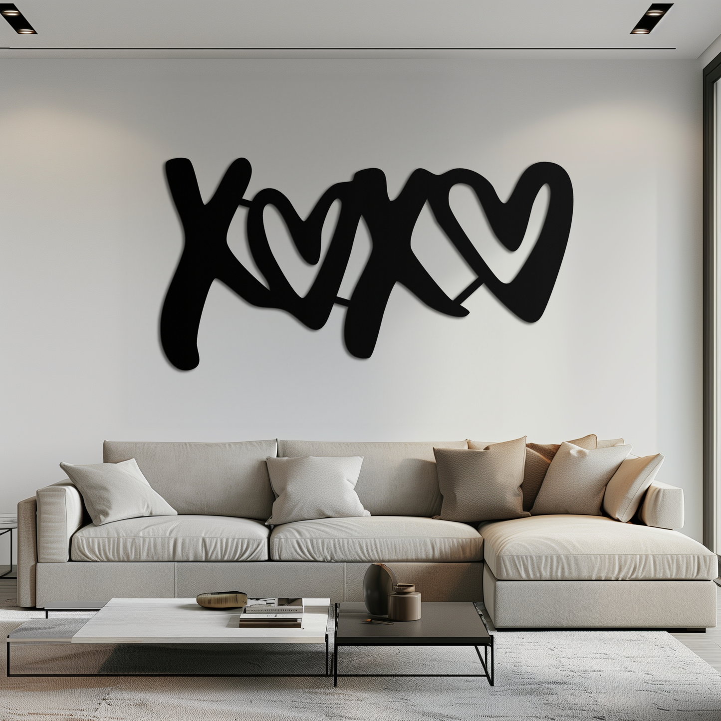 XOXO Love Hearts Metal Wall Art – Modern Romantic Black Home Decor- KAF567 - Tampa Home & Garden Store