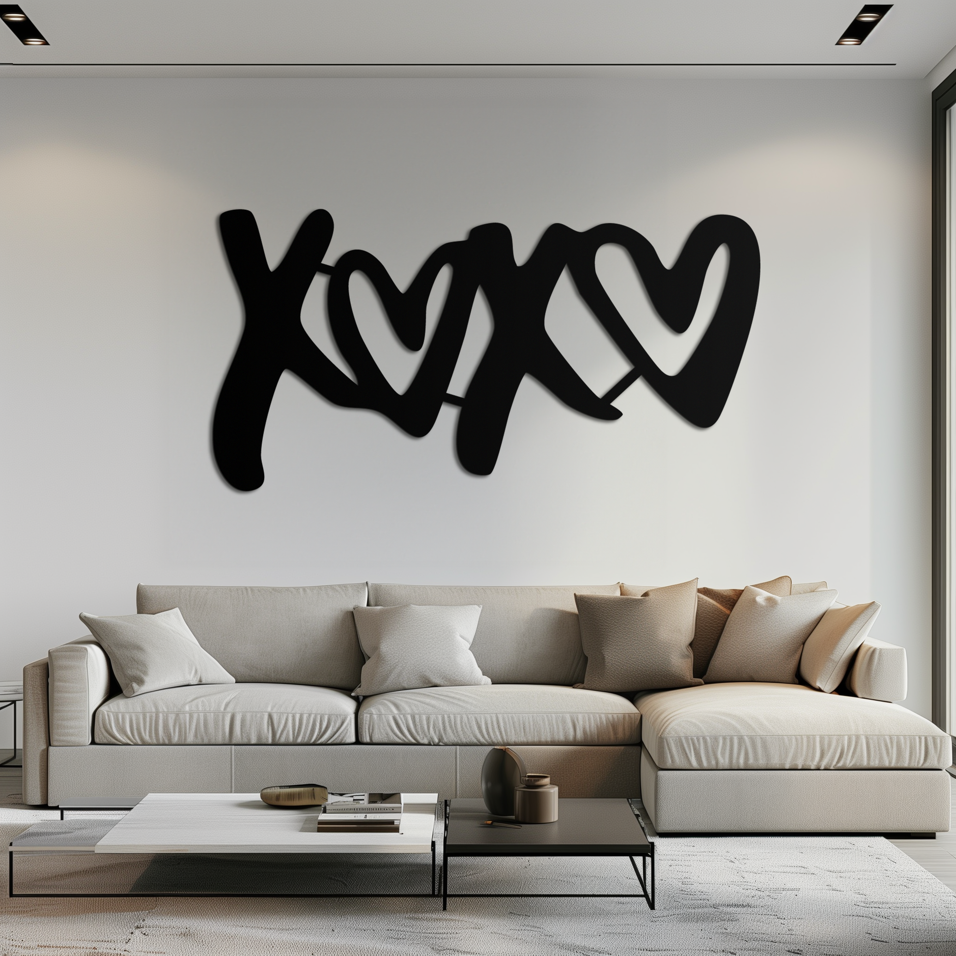 XOXO Love Hearts Metal Wall Art – Modern Romantic Black Home Decor- KAF567 - Tampa Home & Garden Store