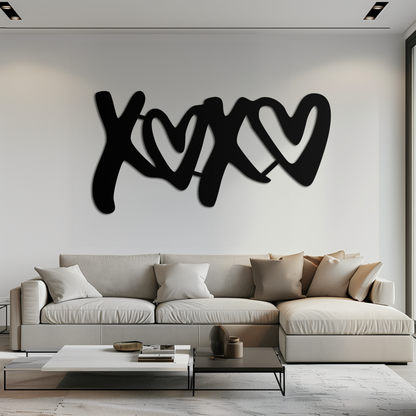 XOXO Love Hearts Metal Wall Art – Modern Romantic Black Home Decor- KAF567 - Tampa Home & Garden Store
