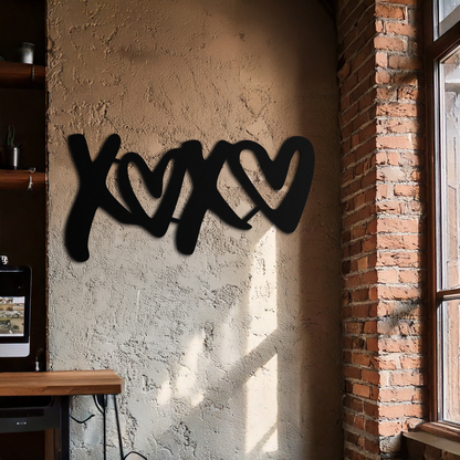 XOXO Love Hearts Metal Wall Art – Modern Romantic Black Home Decor- KAF567 - Tampa Home & Garden Store