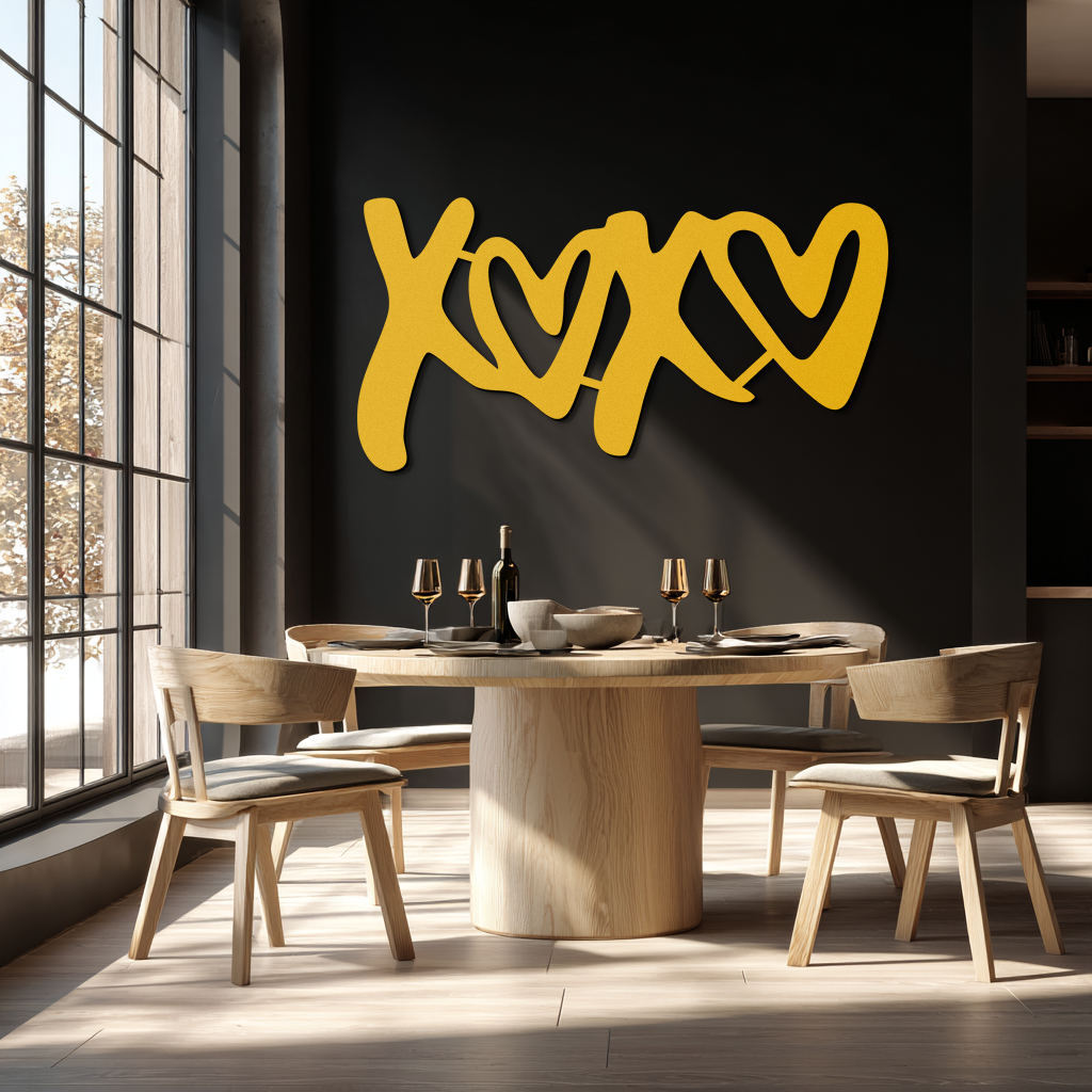 XOXO Love Hearts Metal Wall Art – Modern Romantic Black Home Decor- KAF567 - Tampa Home & Garden Store