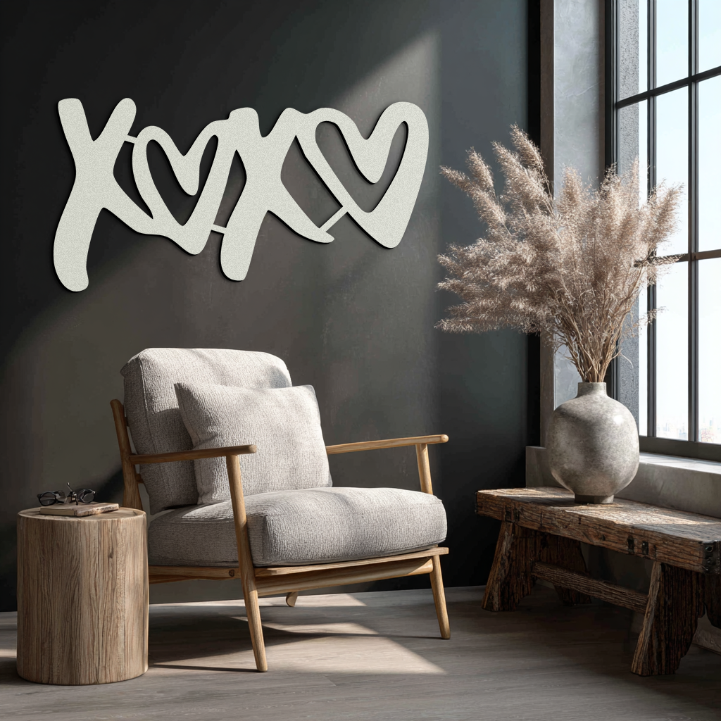 XOXO Love Hearts Metal Wall Art – Modern Romantic Black Home Decor- KAF567 - Tampa Home & Garden Store