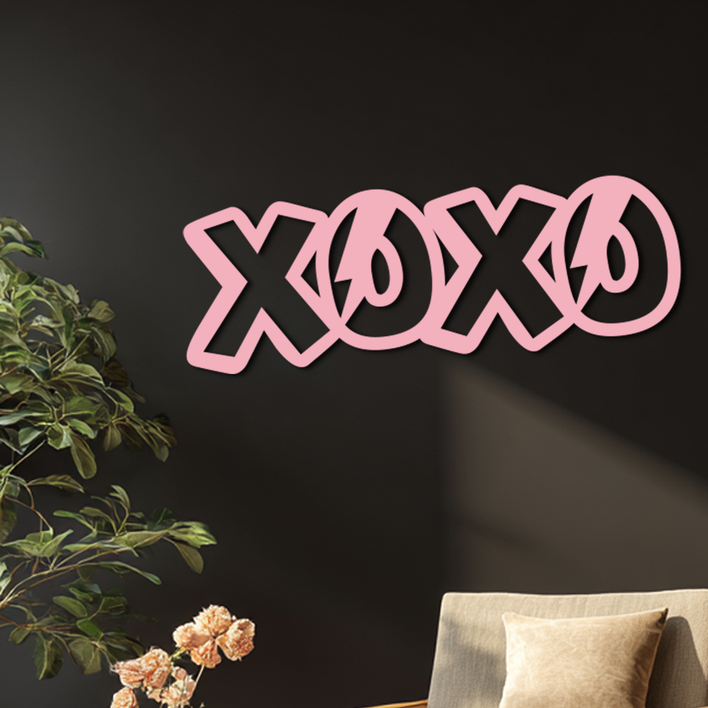 XOXO Word Art Metal Wall Decor – Modern Love Quote Design - KAFGP114 - Tampa Home & Garden Store