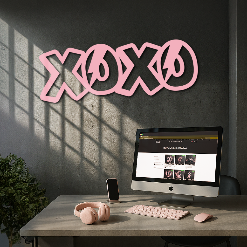 XOXO Word Art Metal Wall Decor – Modern Love Quote Design - KAFGP114 - Tampa Home & Garden Store