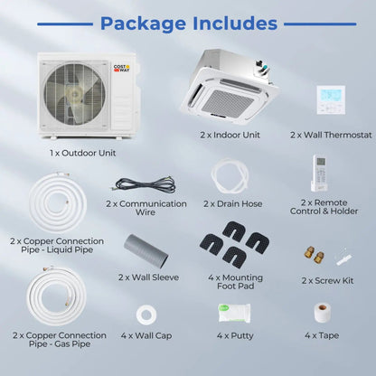 X-Pro 18000 BTU 2 Zone Cassette Mini Split