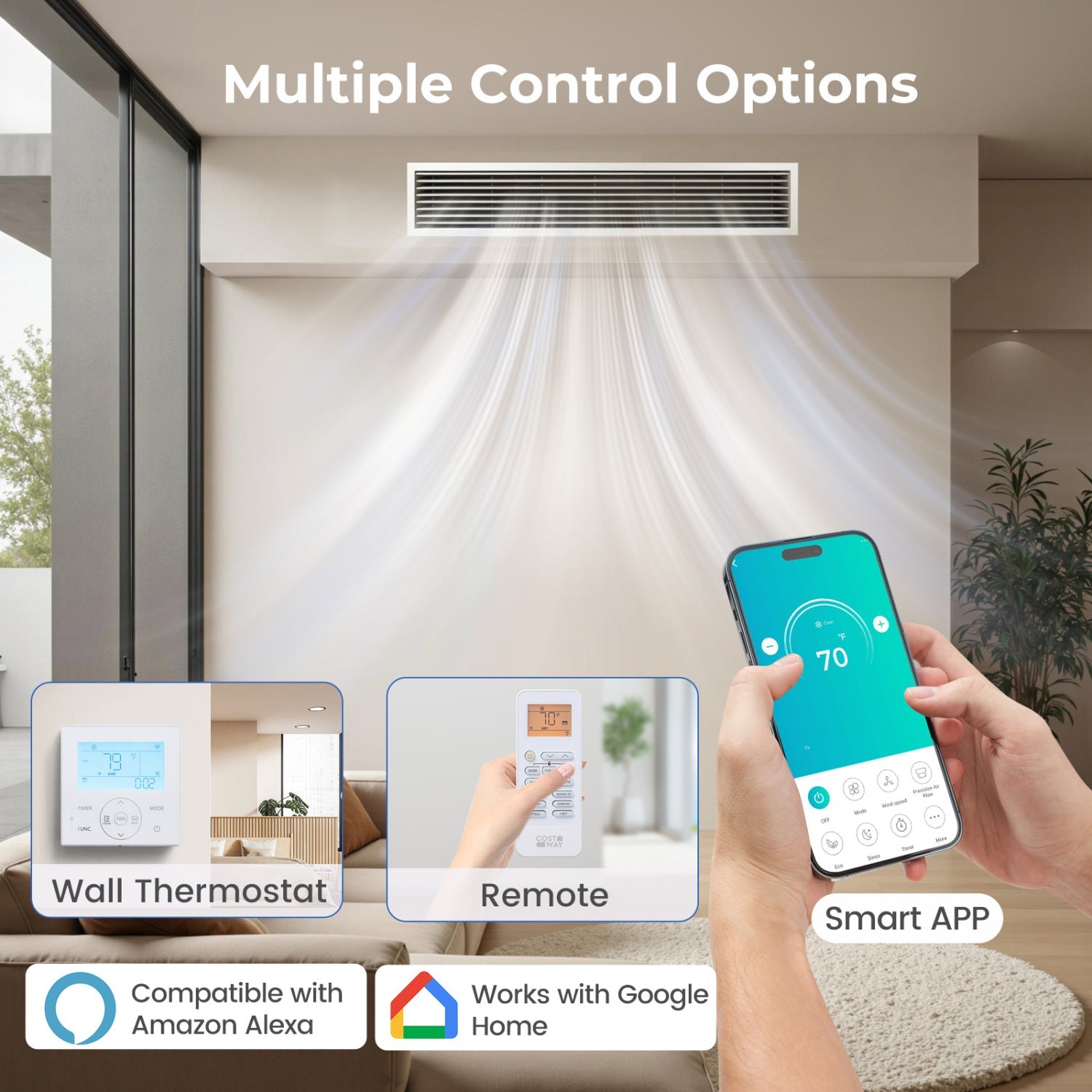 3-Zone Mini Split Air Conditioner 27k BTU DirectDeals, concealed ducted thermostat and smart app on Tampa Home & Garden Store