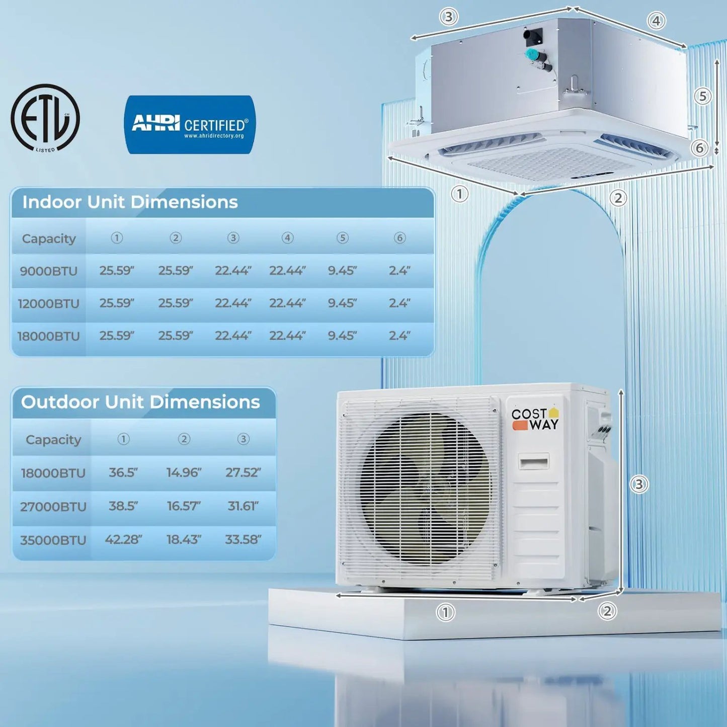 X Pro 35000 BTU 2 Zone Ceiling Cassette AC