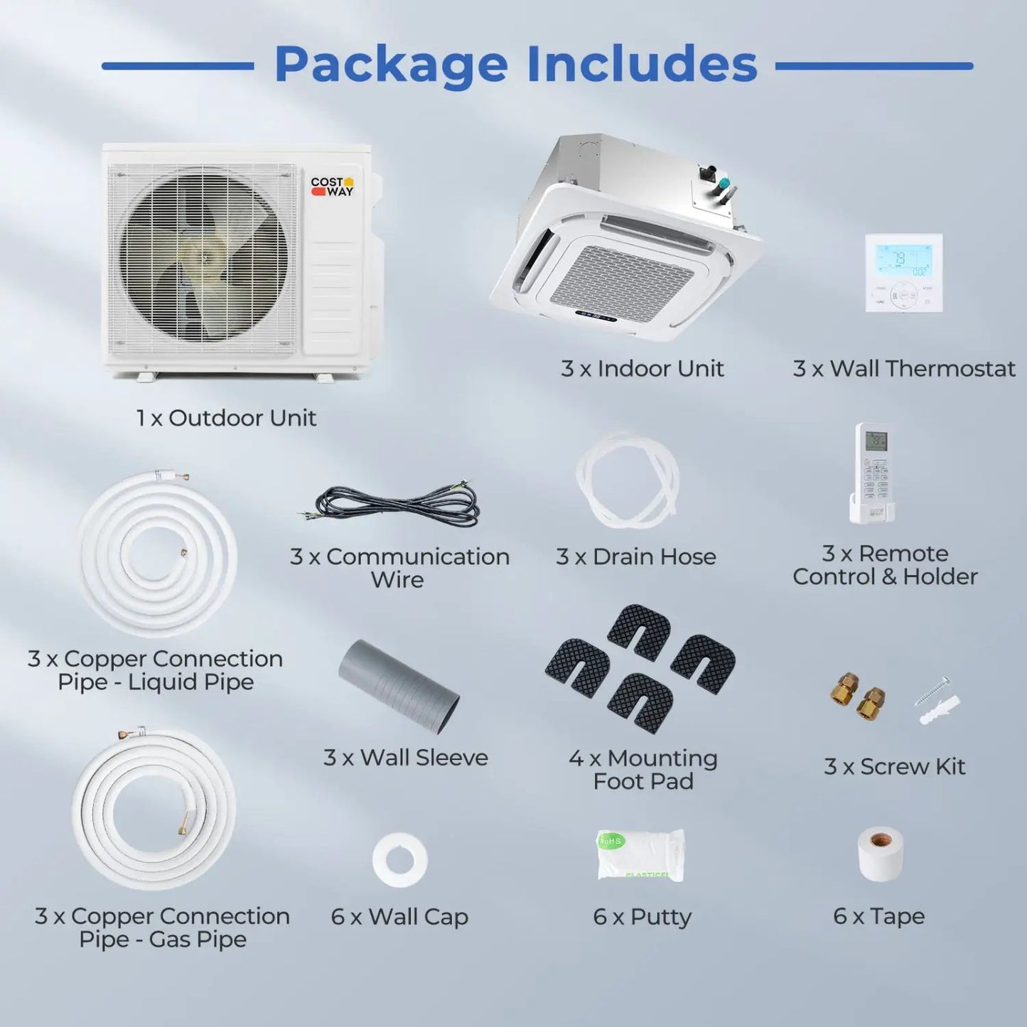 XPro 35000 BTU 3 Zone Ceiling Cassette Mini Split