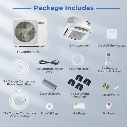 XPro 35000 BTU 3 Zone Ceiling Cassette Mini Split