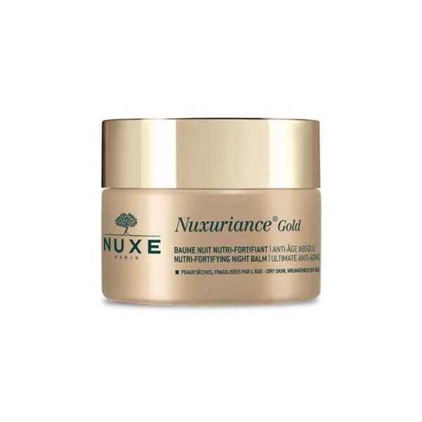 Face cream Nuxe Nuxuriance Gold anti-aging night balm in beige jar with gold lid on Tampa Home & Garden Store