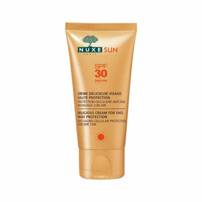 Face cream Nuxe Sun SPF 30 tube with golden packaging, 50 ml anti-aging protection on Tampa Home & Garden Store