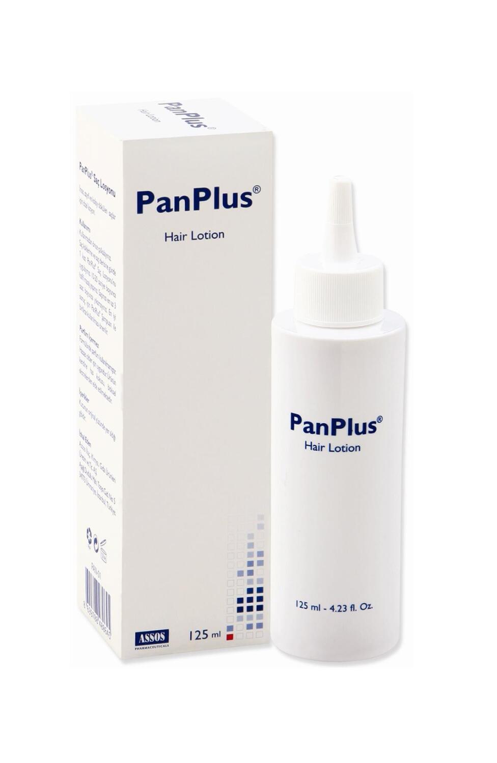 PanPlus Hair Lotion bottle with matching white box, blue logo, 125 ml on Tampa Home & Garden Store