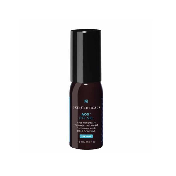 Skinceuticals AOX Eye Gel eye cream bottle, dark burgundy with black cap on Tampa Home & Garden Store
