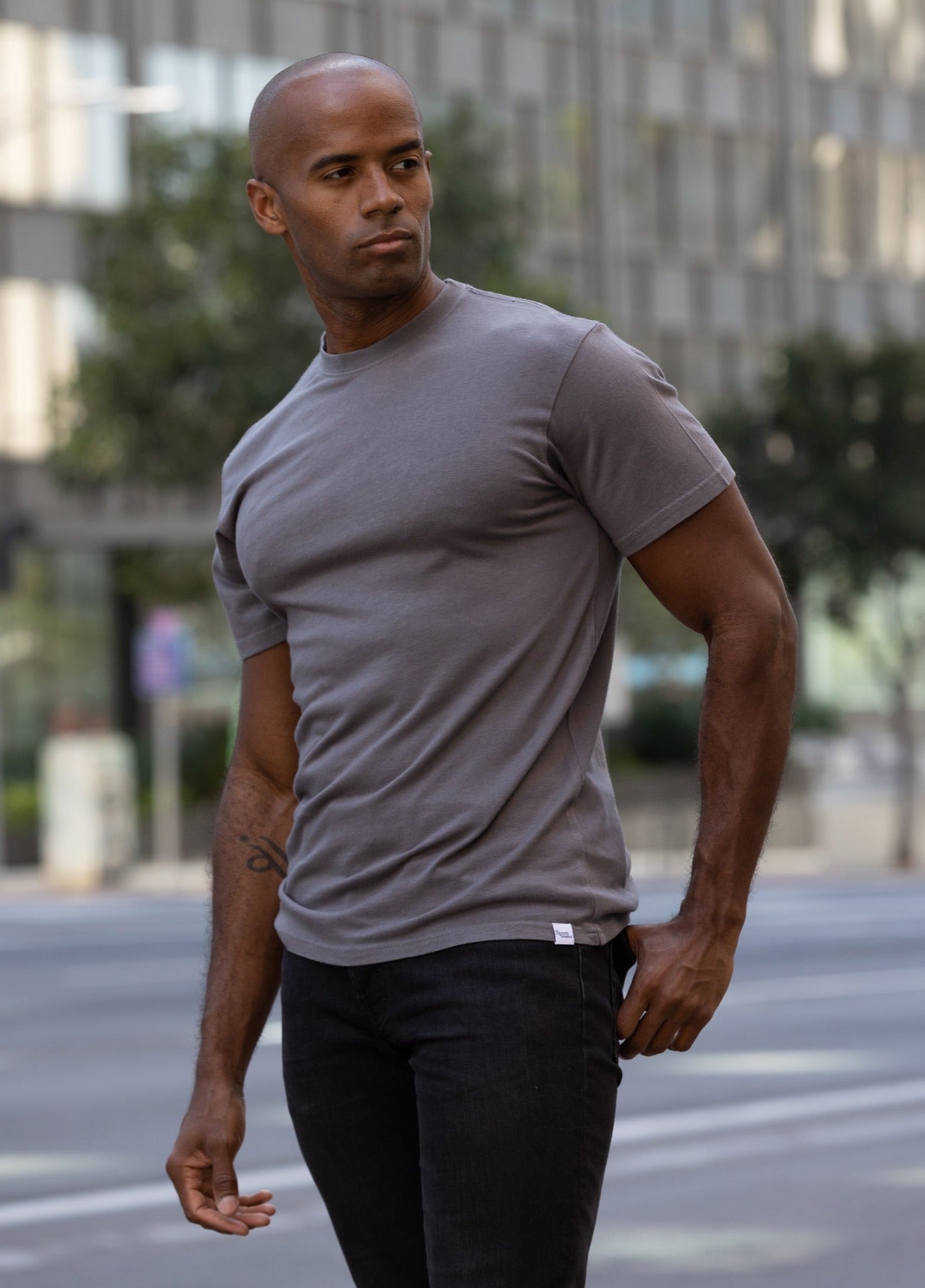 Custom printed men's bamboo viscose/organic cotton short sleeve tee grey Spun Bamboo on Tampa Home & Garden Store