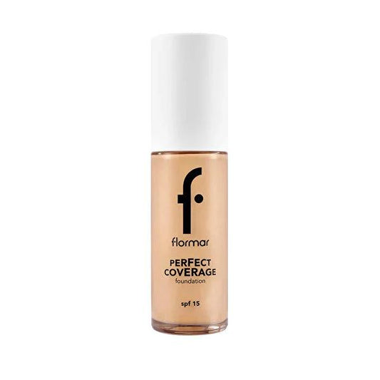 Flormar Perfect Coverage Foundation bottle in beige with SPF15 on Tampa Home & Garden Store