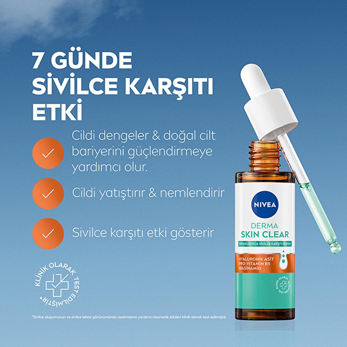 NIVEA Derma Skin Clear facial serum bottle with dropper, teal label and blue logo on Tampa Home & Garden Store