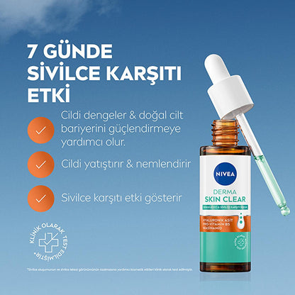 NIVEA Derma Skin Clear facial serum bottle with dropper, teal label and blue logo on Tampa Home & Garden Store