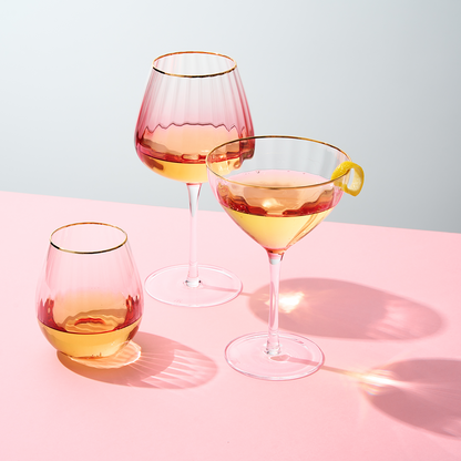 Elegant Waterfall Stemless Wine Glasses and Set