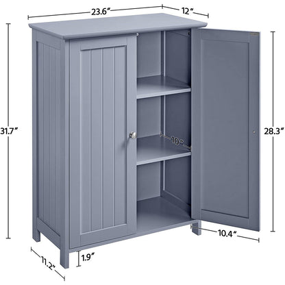 Armario de Almacenamiento de Cocina, de Piso, de Baño, Independiente, de 2 Puertas, de Madera Gris