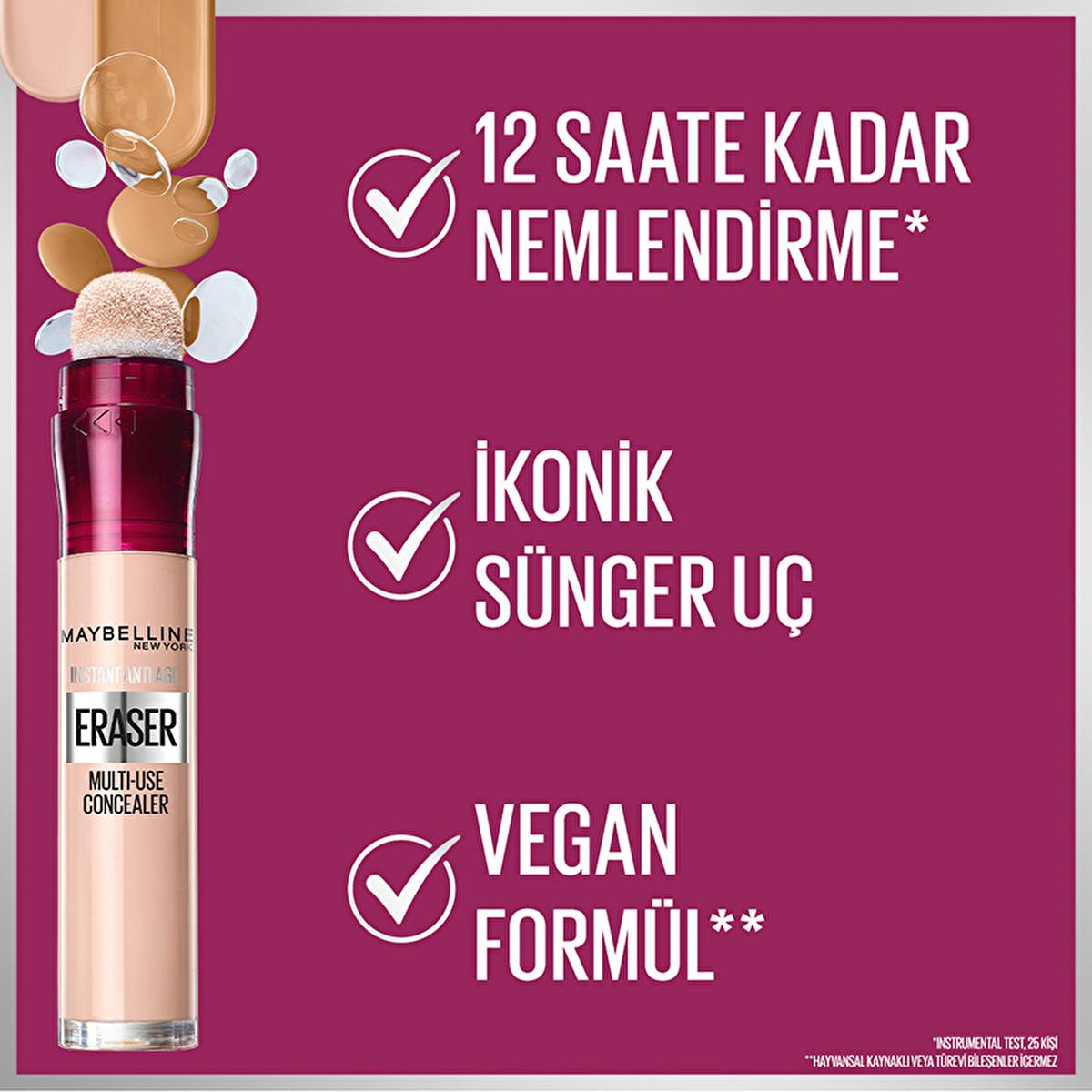 Maybelline Instant Anti Age Eraser Concealer with sponge applicator, pink cap on Tampa Home & Garden Store