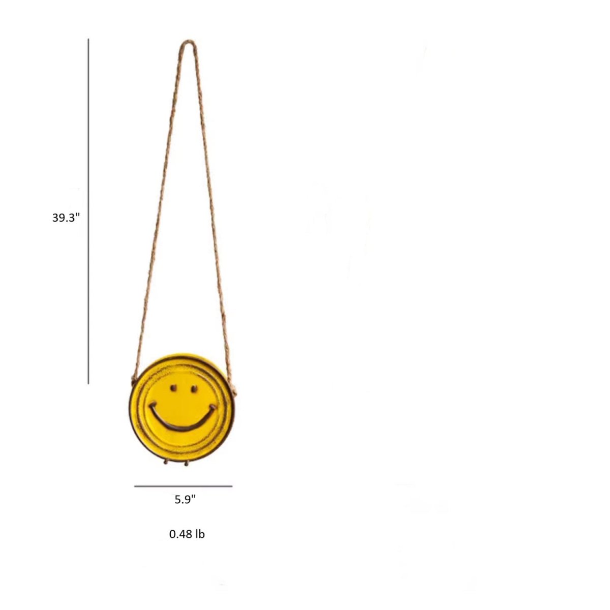 Happy Face hanging planter yellow smiley ceramic pot with rope hanger RusticReach on Tampa Home & Garden Store