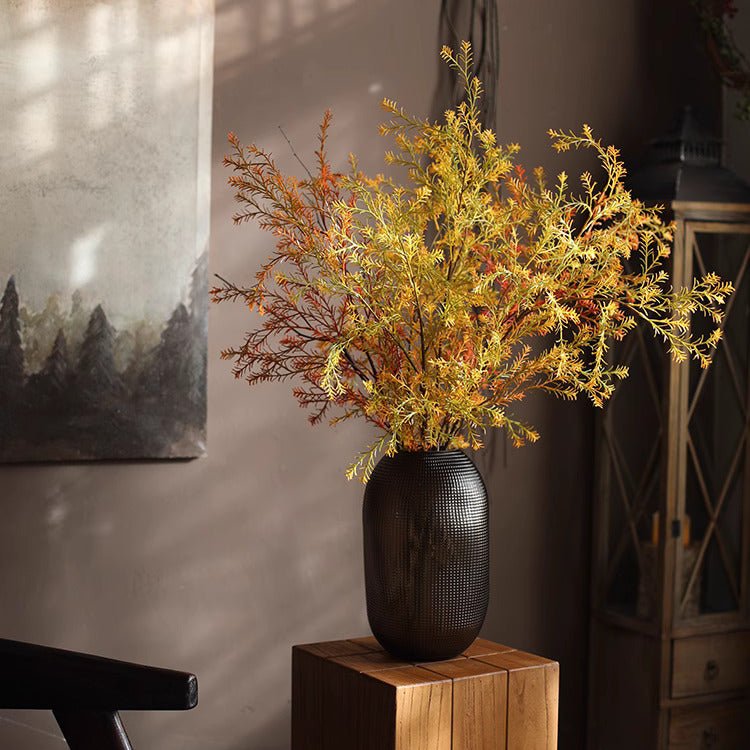 Lifelike Layered Leaf Spray 41in tall, autumn leaves in black vase artificial non-flowering plant on Tampa Home & Garden Store
