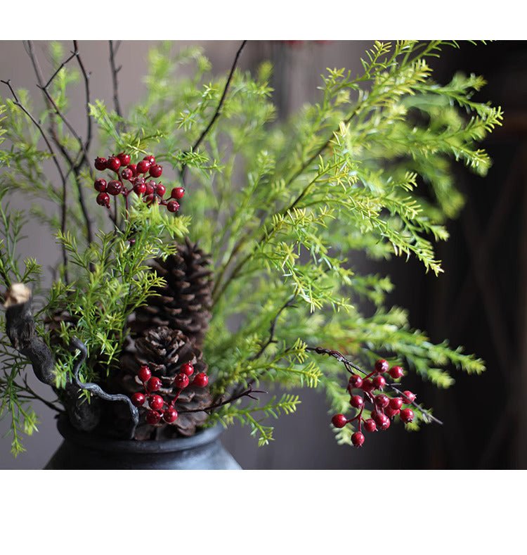 Lifelike Layered Leaf Spray 41in greenery with pinecone and red berries RusticReach on Tampa Home & Garden Store