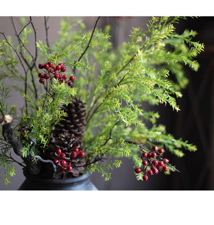 Lifelike Layered Leaf Spray 41in greenery with pinecone and red berries RusticReach on Tampa Home & Garden Store