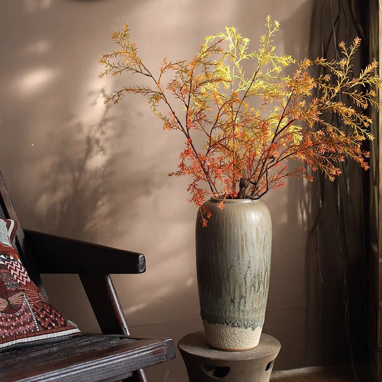 Lifelike Layered Leaf Spray 41 in tall orange foliage in a ceramic vase RusticReach on Tampa Home & Garden Store