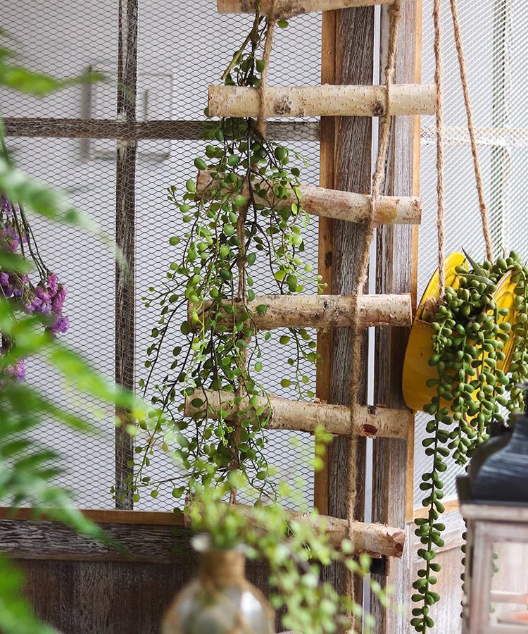 Hanging Faux Mini Leaf Garland 27.5 in long with green cascading leaves for rustic decor on Tampa Home & Garden Store