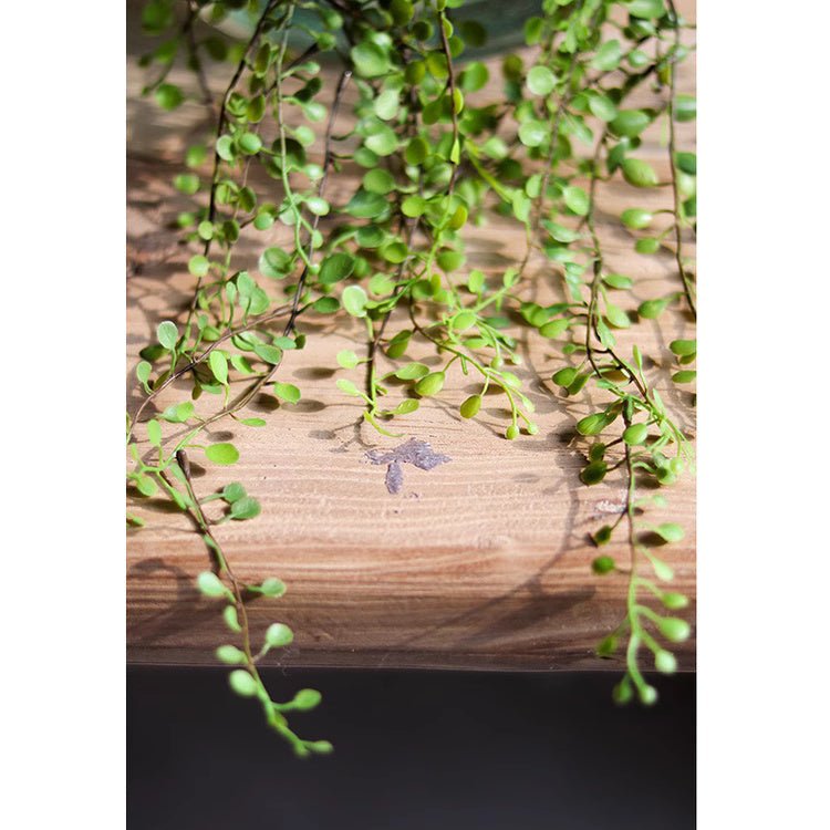 Hanging faux mini leaf garland 27.5 inches with cascading green leaves from RusticReach on Tampa Home & Garden Store