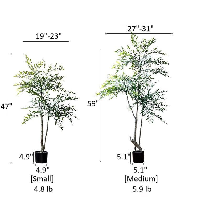 Lifelike Nandina Indoor Tree by RusticReach, 47 in small and 59 in medium, potted on Tampa Home & Garden Store