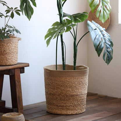 Natural cylinder storage and planter baskets by RusticReach, woven jute, two baskets on Tampa Home & Garden Store