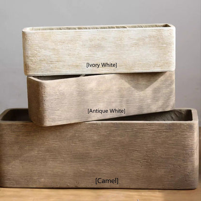 Modern rectangular textured planter set of 3 in ivory, antique white, camel by RusticReach on Tampa Home & Garden Store