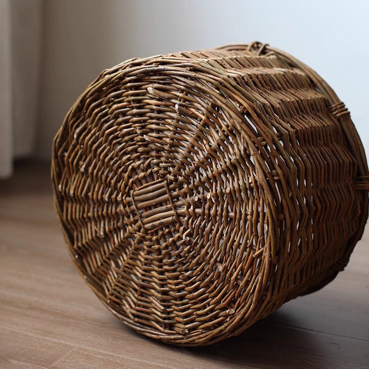 Rustic Round Wicker Planter with Liner, brown wicker, RusticReach planter on Tampa Home & Garden Store