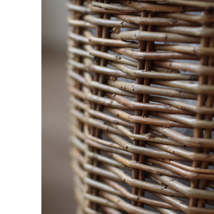 Rustic Round Wicker Planter with Liner, natural brown wicker, RusticReach brand on Tampa Home & Garden Store