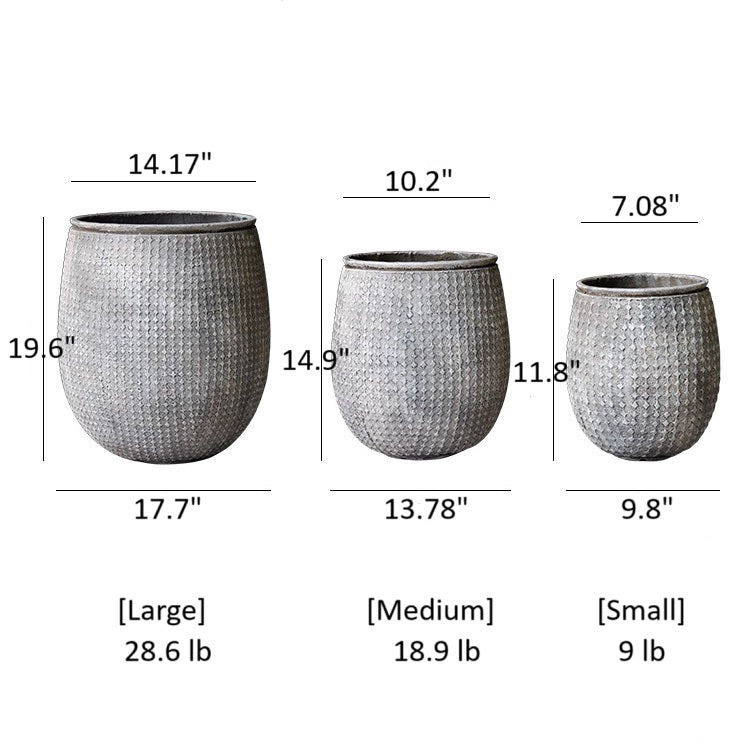 StoneNest Textured Planter trio by RusticReach in gray textured finish: Large, Medium, Small on Tampa Home & Garden Store
