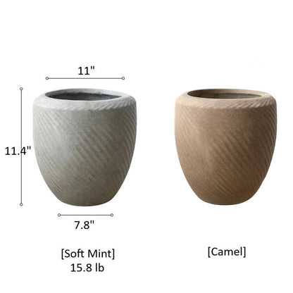 Pair of RusticReach Contemporary Swirl Planters in Soft Mint & Camel on Tampa Home & Garden Store