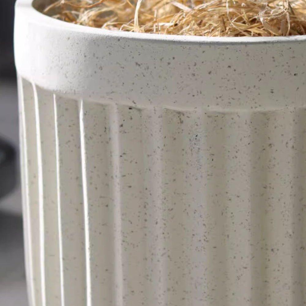 Nordic Vertical Stripe Flower Pot ceramic planter in speckled gray by RusticReach on Tampa Home & Garden Store