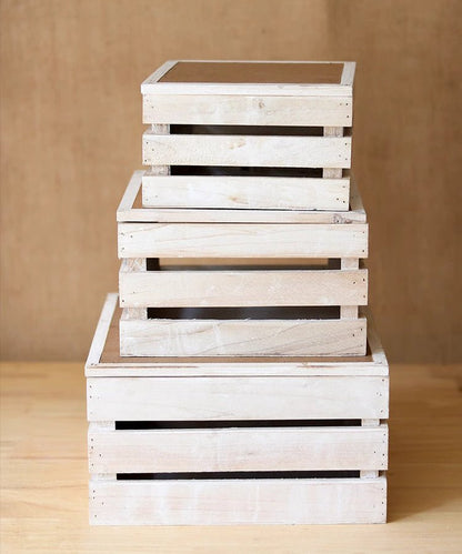 Rustic wooden storage crate with chalkboard lid stacked crates RusticReach on Tampa Home & Garden Store