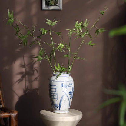 Artificial Whispering Bamboo Stems 31in tall with green stems in a ceramic vase RusticReach on Tampa Home & Garden Store