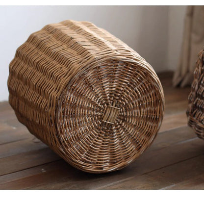 Natural wicker floor planter basket with liner, round woven tan basket by RusticReach on Tampa Home & Garden Store