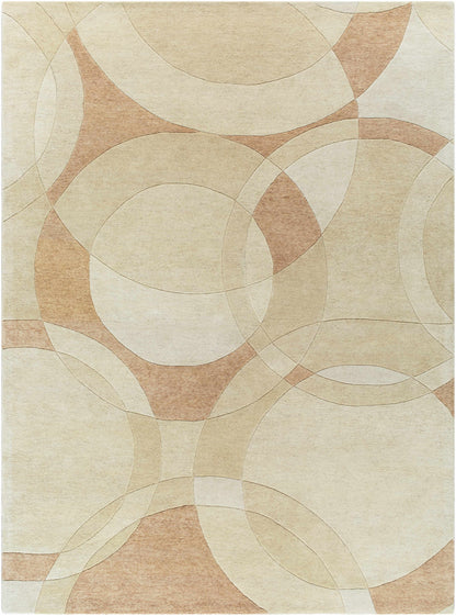 Yaxha Modern Wool Rug beige taupe abstract curved pattern, Boutique Rugs on Tampa Home & Garden Store