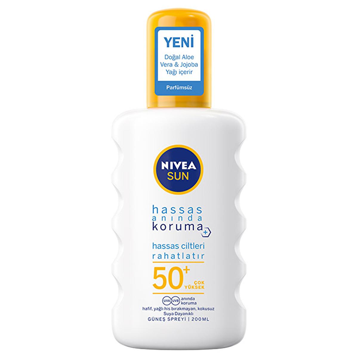 NIVEA Sun SPF 50+ sunscreen spray with orange cap, 200 ml on Tampa Home & Garden Store