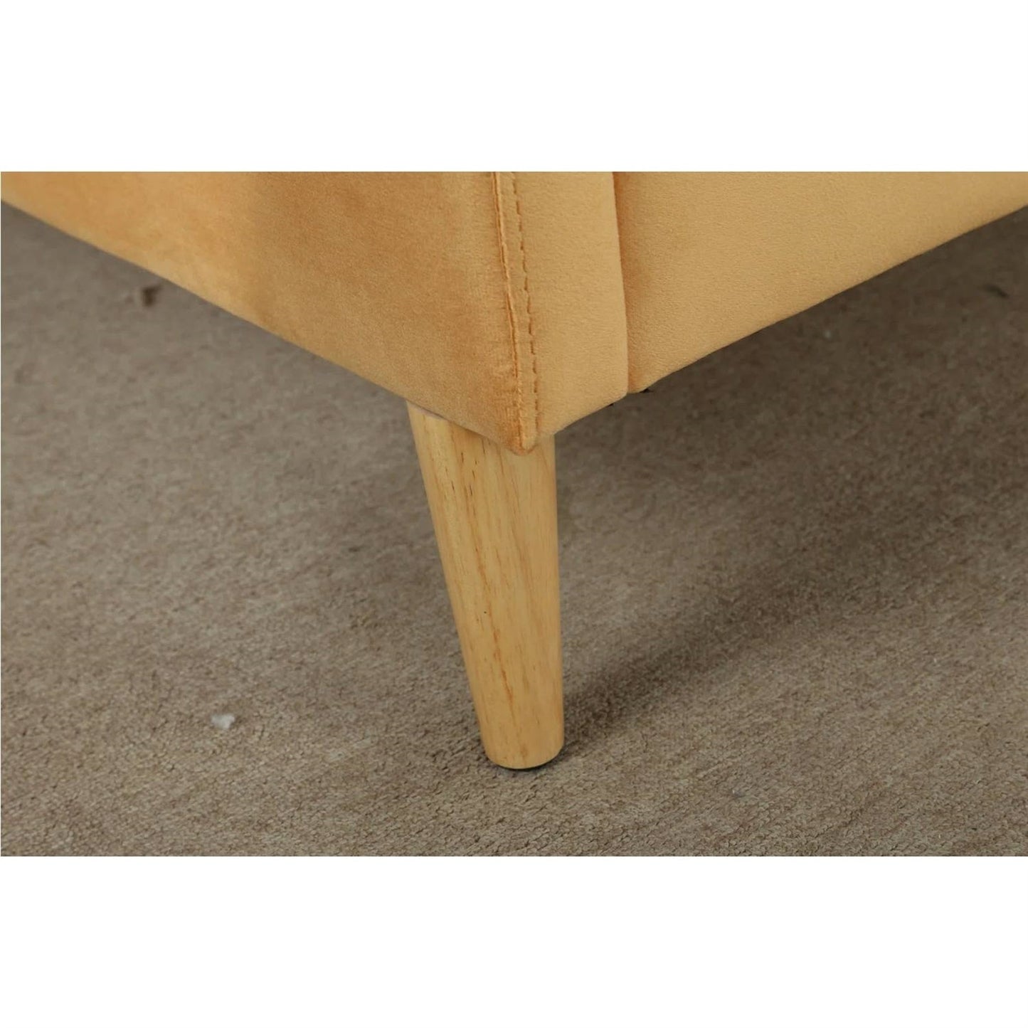 Sofá cama tapizado de terciopelo amarillo estilo moderno de mediados de siglo tamaño Twin