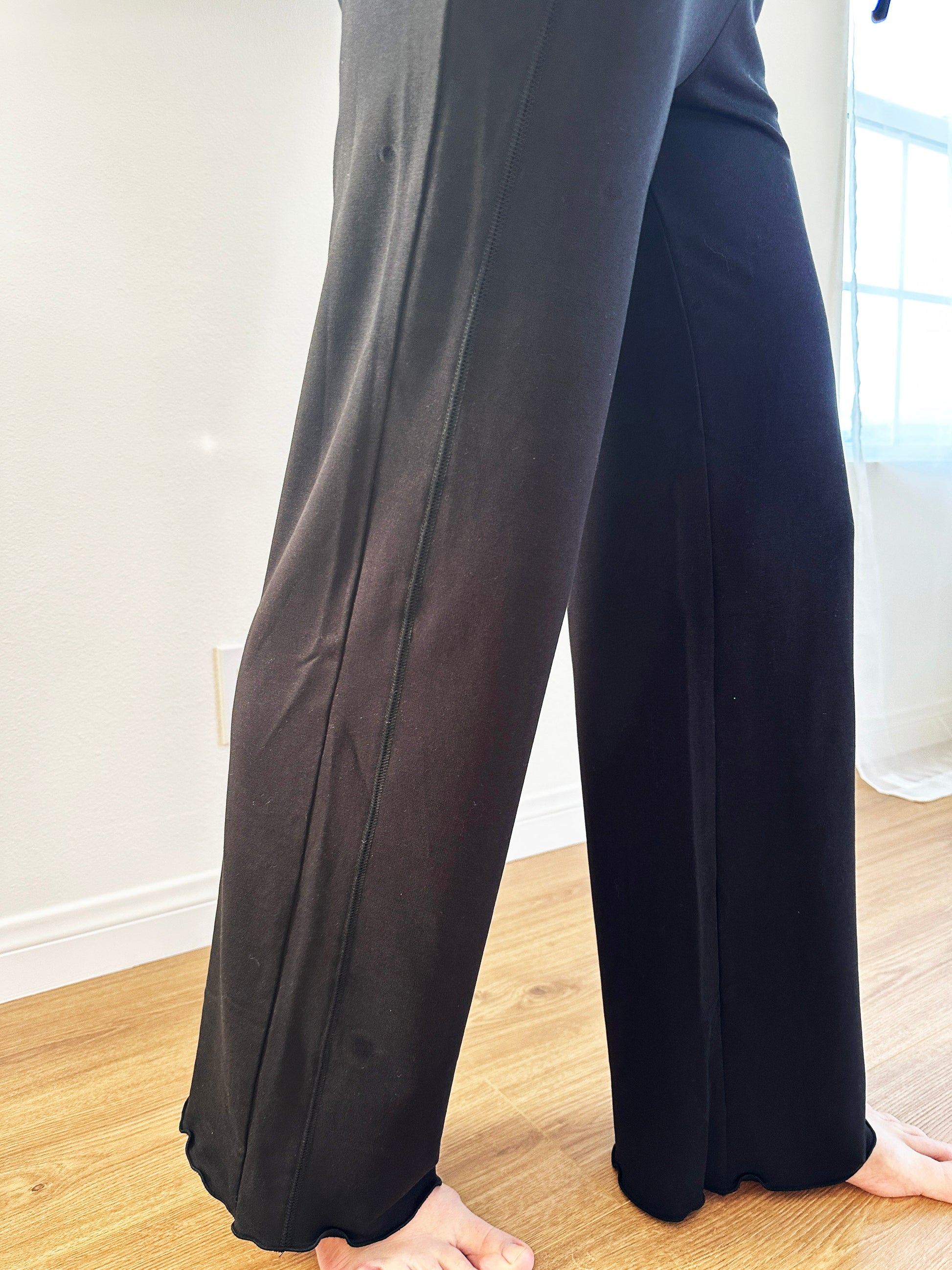 New Women's Bamboo Viscose Yoga Pants, black and charcoal, full-length on Tampa Home & Garden Store