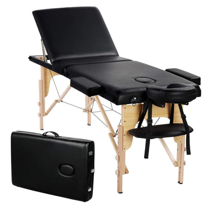 Mesa Plegable Elevada Portátil Ajustable Negra para Masajes o Tatuajes